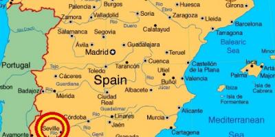 Peta dari spanyol menunjukkan Seville