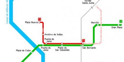 Peta dari Seville trem