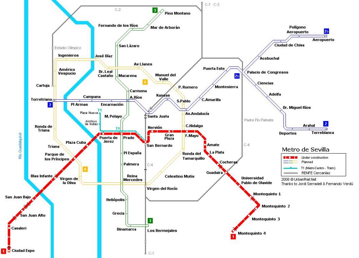 peta dari Seville metro