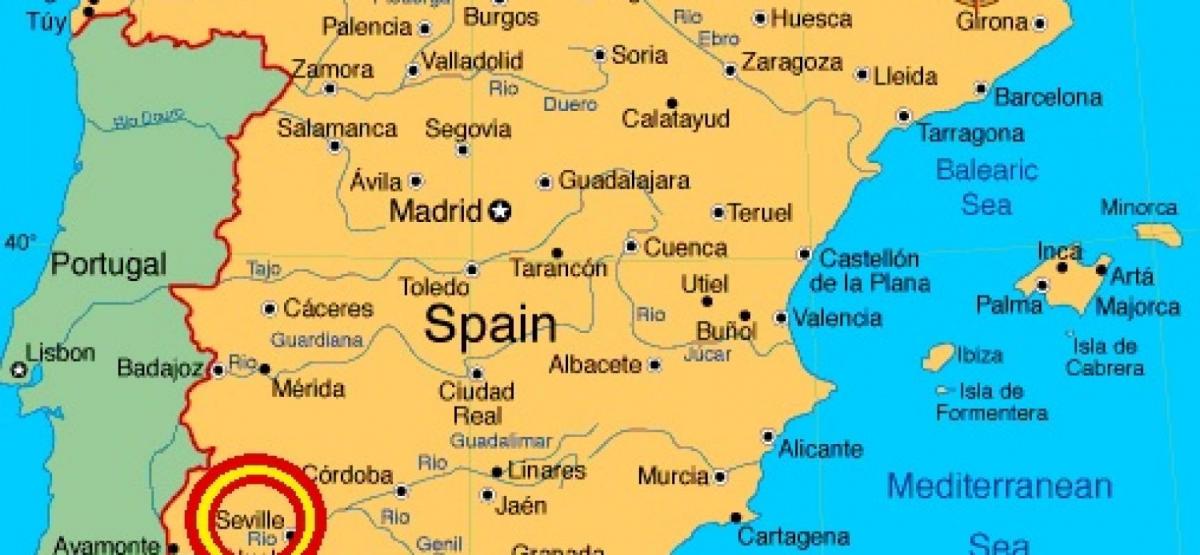 peta dari spanyol menunjukkan Seville