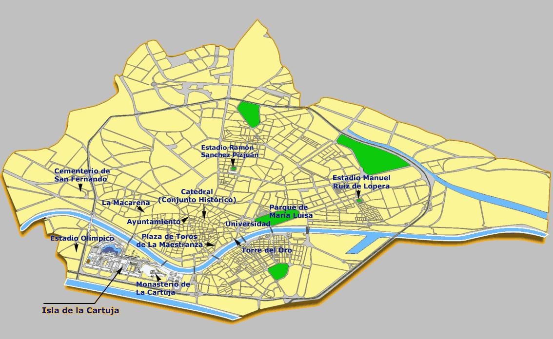 Seville, spanyol peta wisata