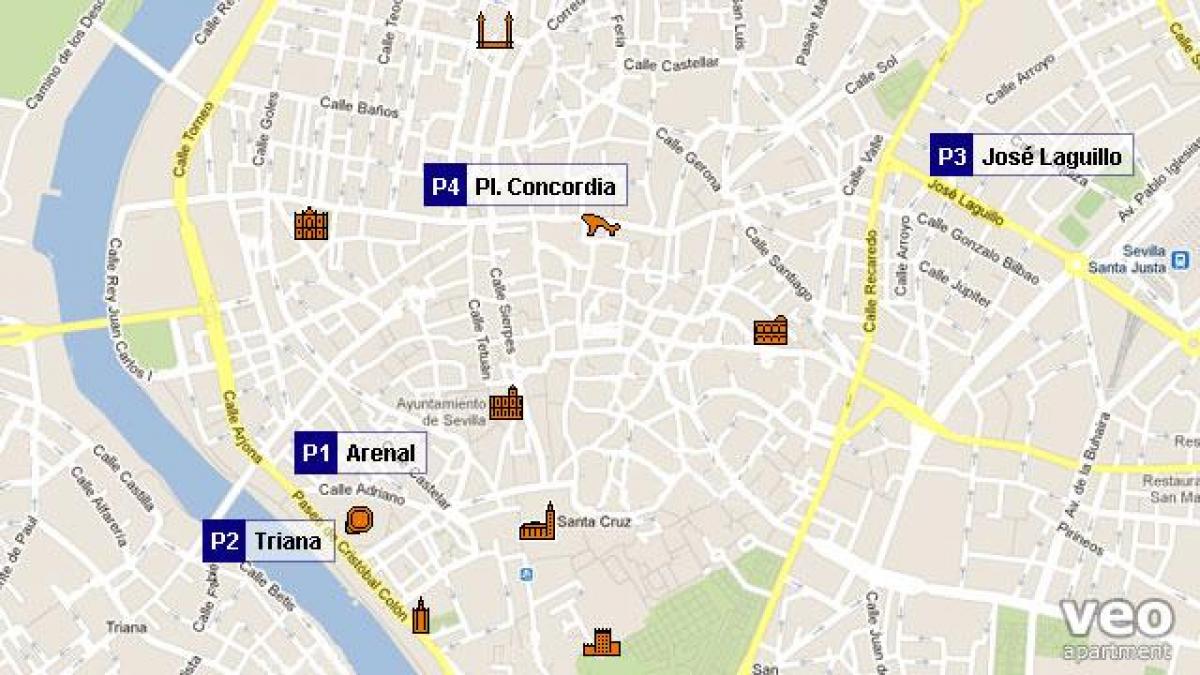 peta dari Seville parkir